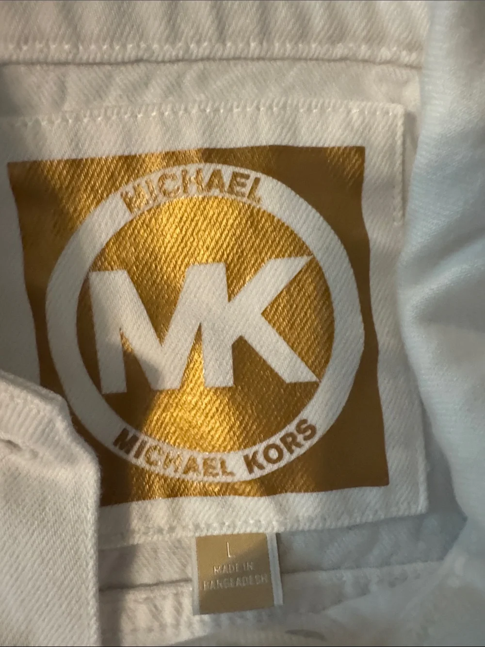 Michael Kors White Denim Jacket with Gold-Tone Buttons